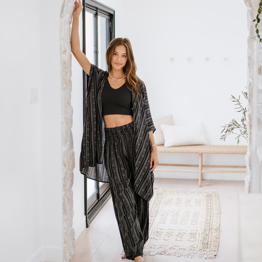 Akha Tribal Print Lounge Set, view 5 — Soul Flow Apparel