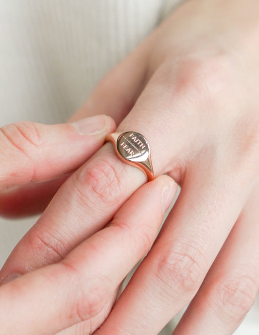Rose Gold Faith Over Fear Ring – Christian Ring