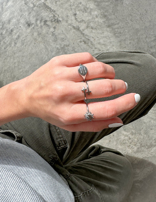 Silver Wrapped Cross Ring – Christian Ring