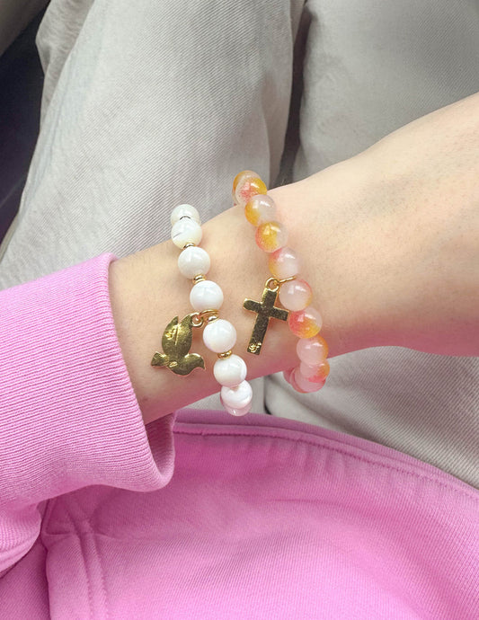 Cross Charm Bracelet – Christian Stone Bracelet