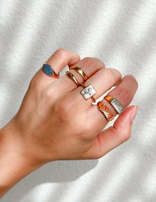 Heaven Rectangular Signet Ring – Christian Ring