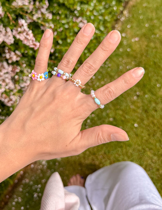 Pastel Beaded Ring Set – Christian Ring