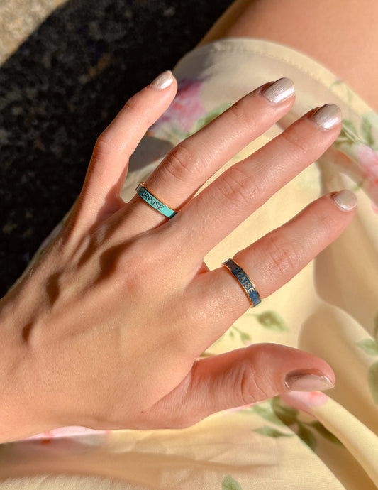 Teal Enamel Purpose Ring – Christian Ring