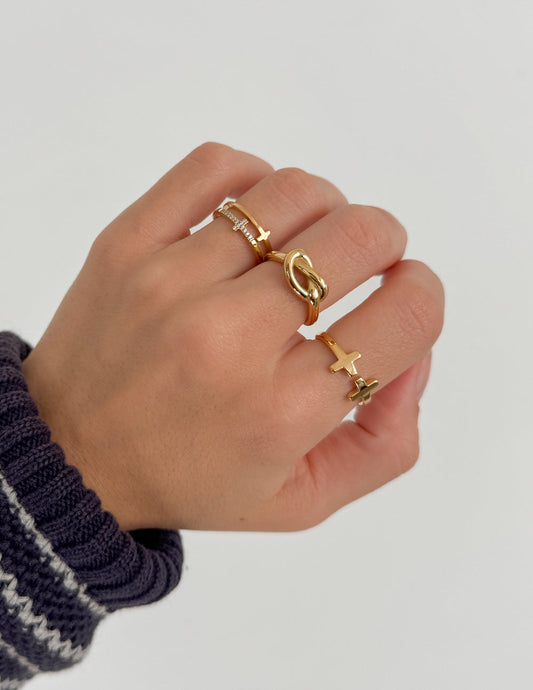 Stacked Cross Gem Ring – Christian Ring