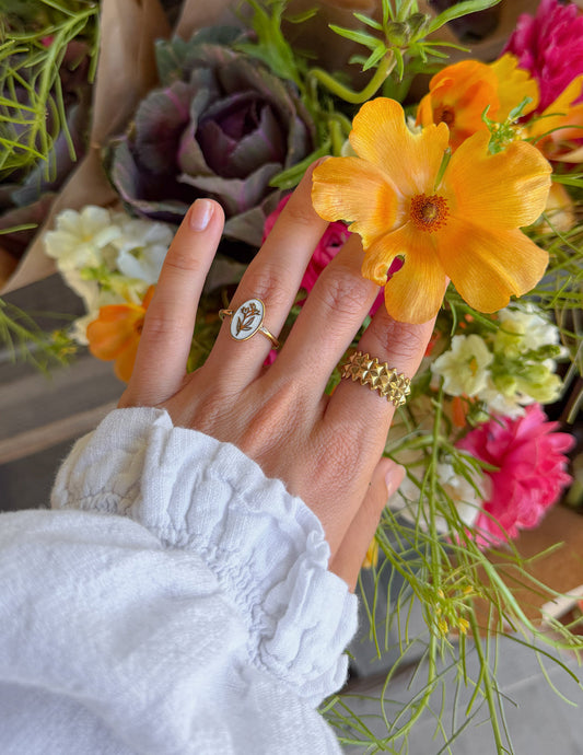 Bloom Again Enamel Ring – Christian Ring