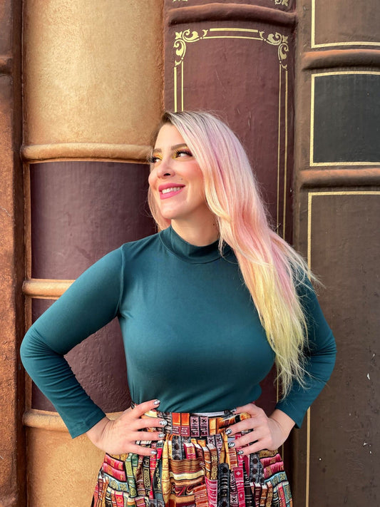 Green Mock Neck Top, view 3 — Soul Flow Apparel