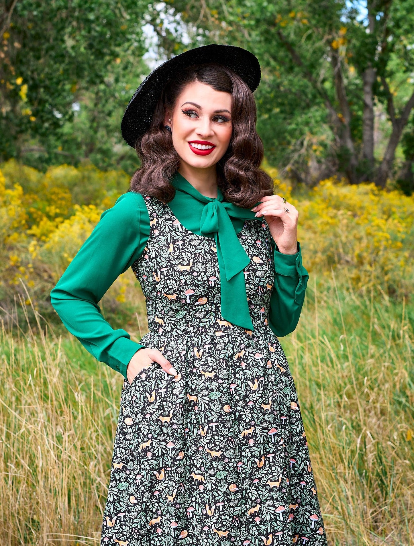 Foxy Fit & Flare Dress - Xs Only, 1 Left! in closeup — Soul Flow Apparel