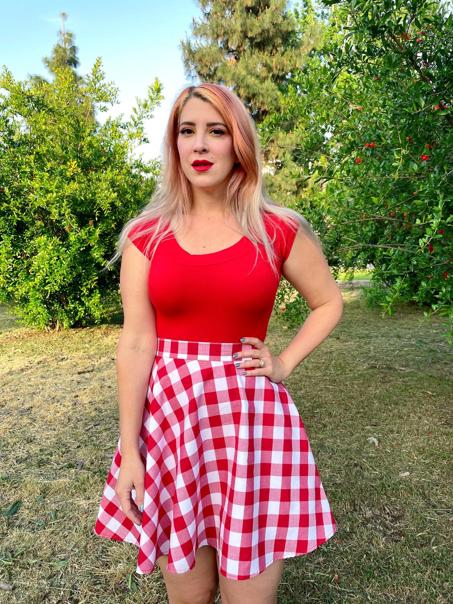 Retro Boat Neck Top in Red, view 5 — Soul Flow Apparel