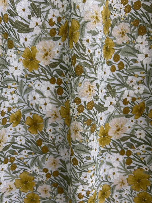 Mustard Floral Midi Dress — Soul Flow Apparel