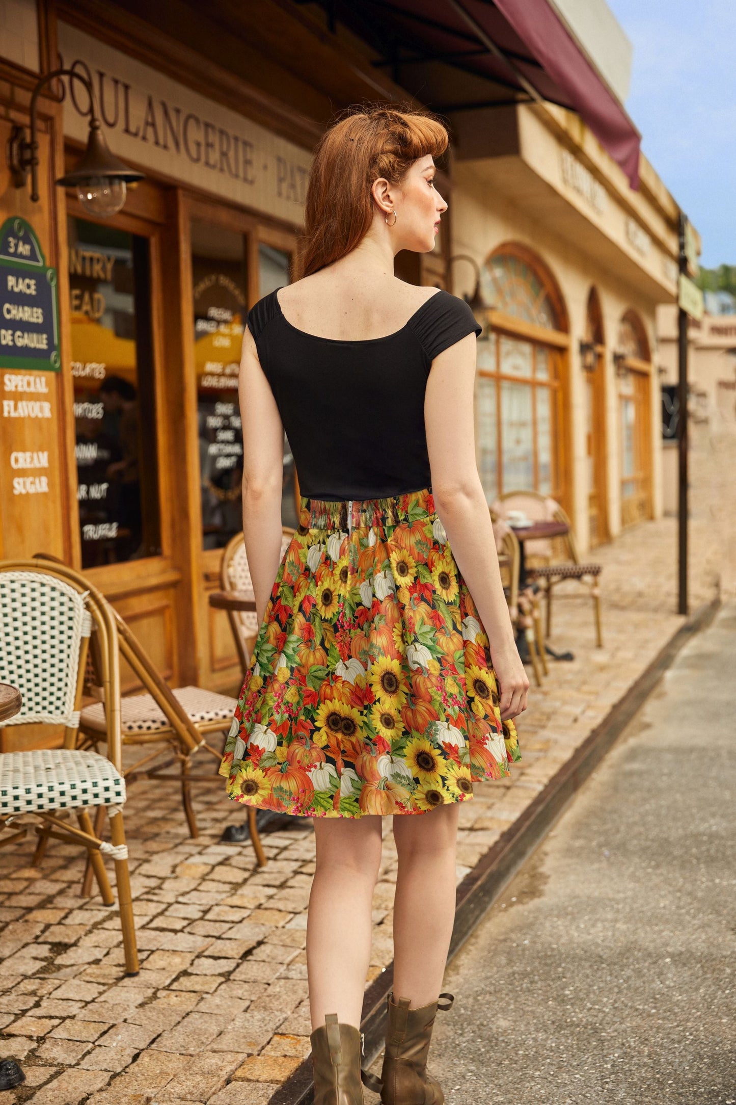 Sunflower & Pumpkin Skater Skirt — Soul Flow Apparel