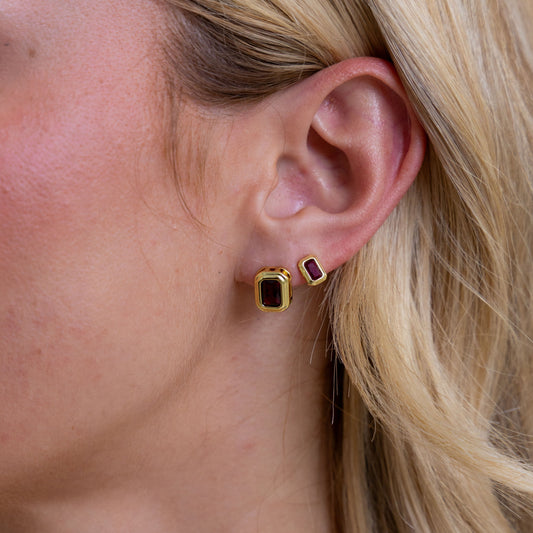 Clementine Ruby Bezel Studs — Soul Flow Apparel