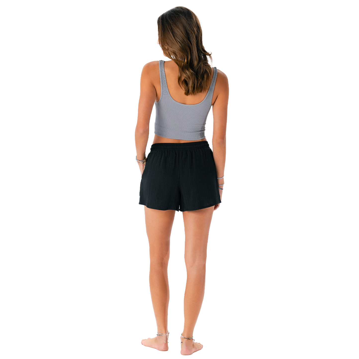Black Cotton Cabana Shorts, view 3 — Soul Flow Apparel