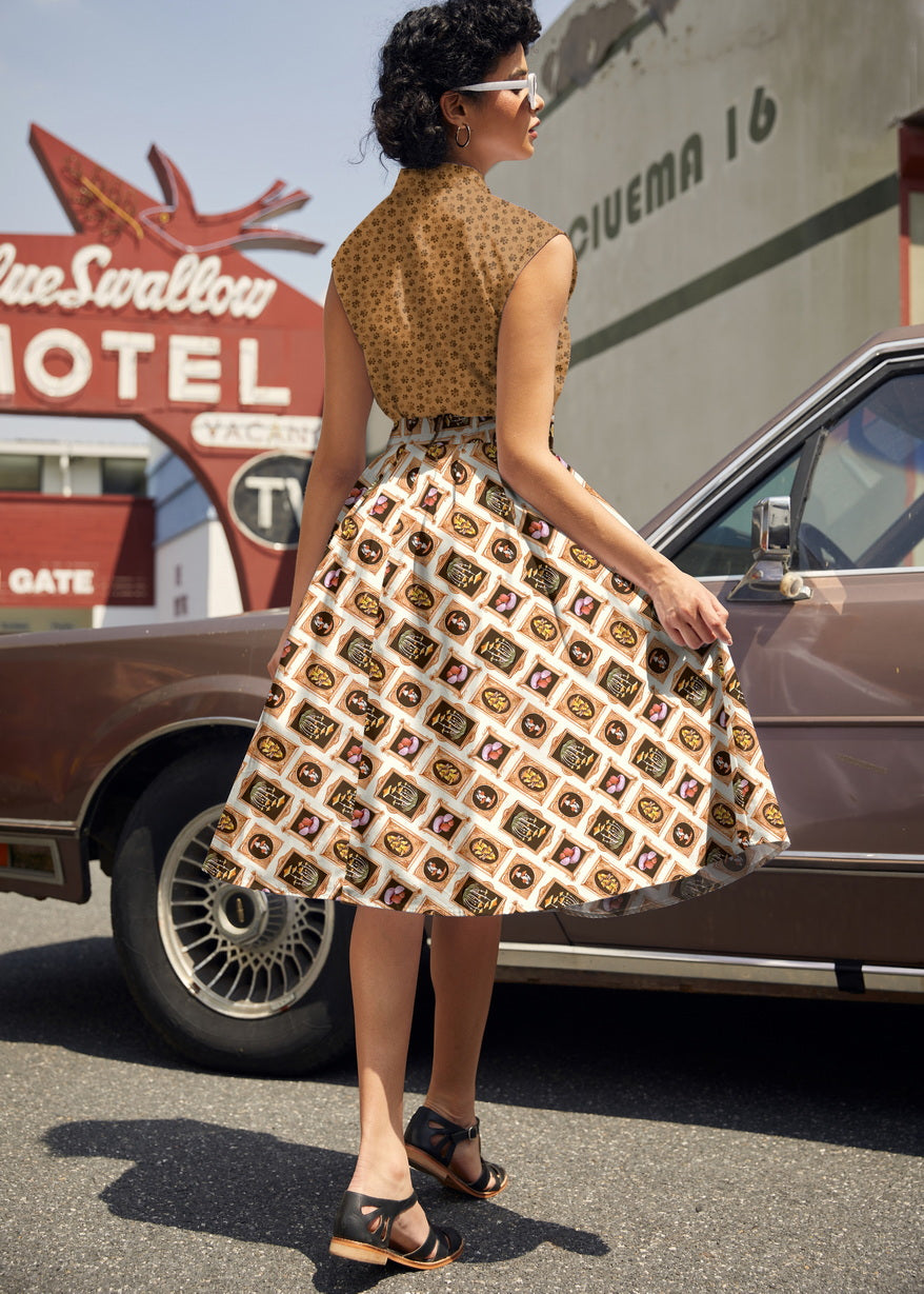 Mushrooms Doris Skirt, view 3 — Soul Flow Apparel