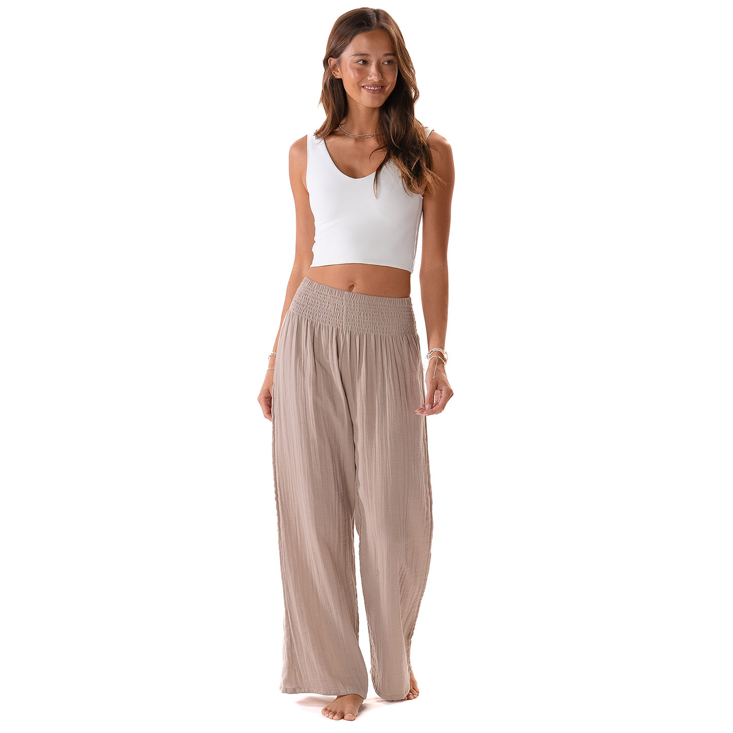 Stone Wide Leg Cotton Pants, view 4 — Soul Flow Apparel
