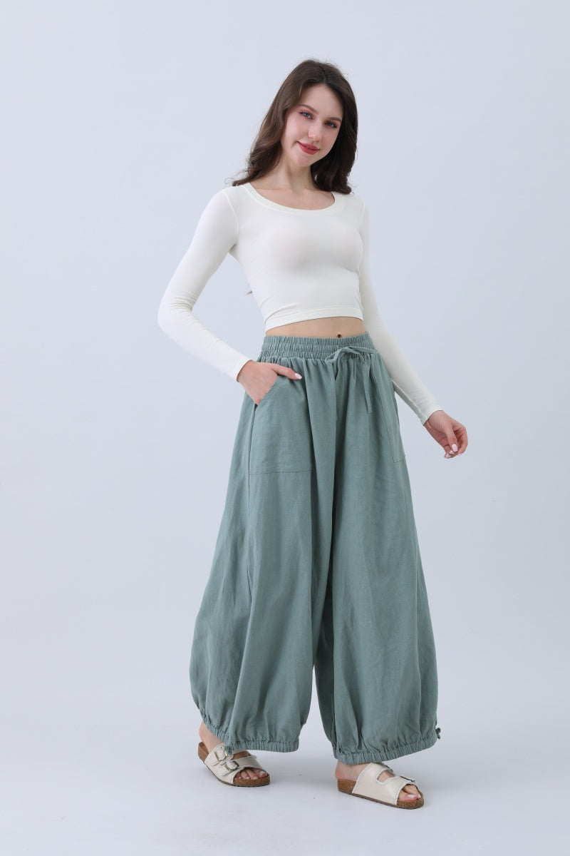 Women's Linen Pants – Relaxed Fit with Adjustable Cuffs Leto Collection