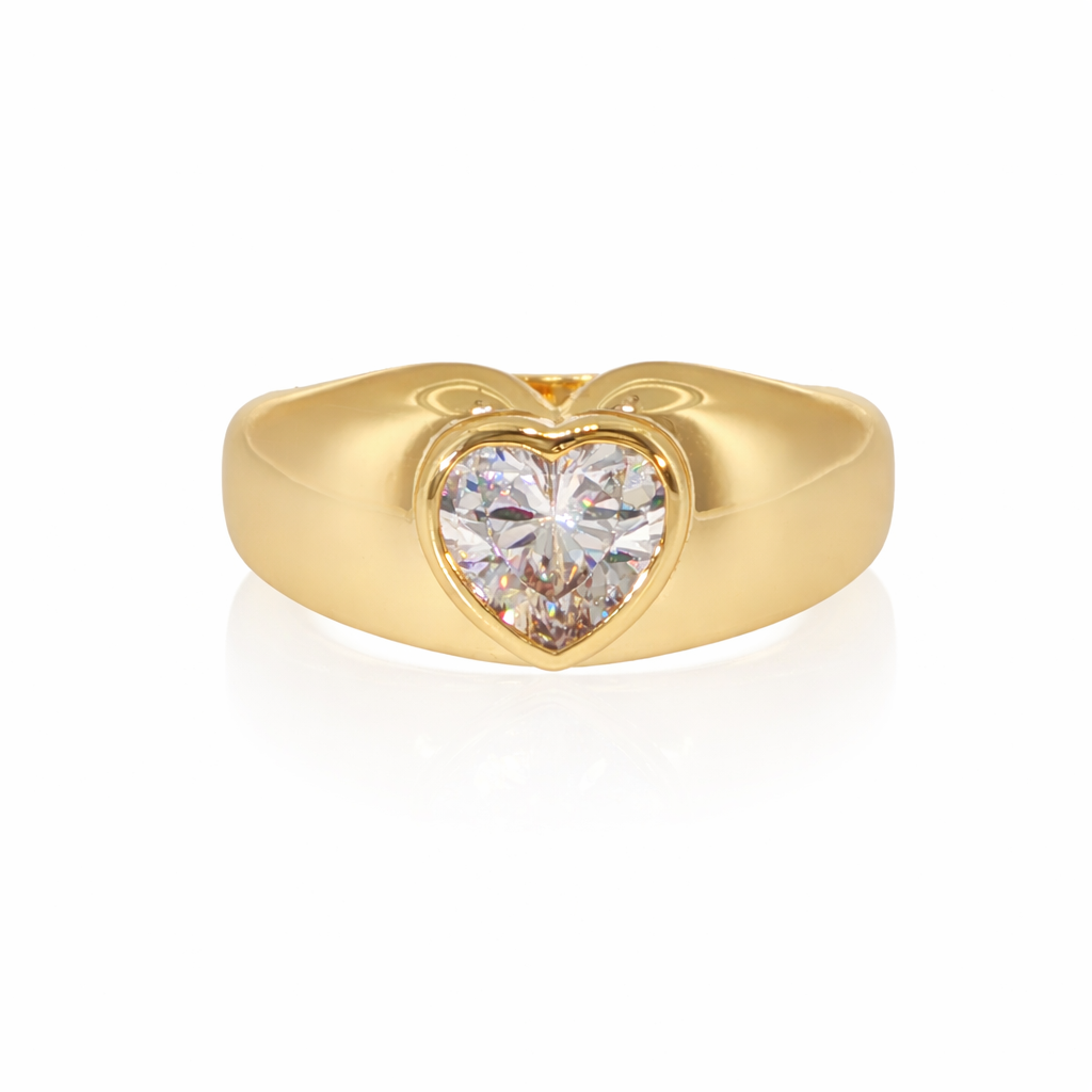Bezel Heart Pinky Ring in 28pm, view 57 — Soul Flow Apparel