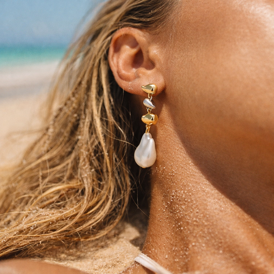 River Two Tone Pearl Earring in 00pm, view 19 — Soul Flow Apparel
