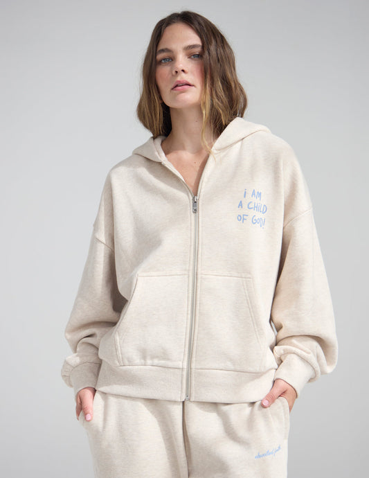 Child of God Eggshell Full-Zip Hoodie – Christian Hoodie