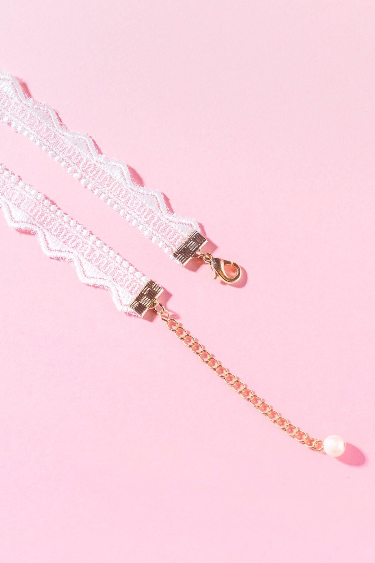 Pretty in Love Lace Choker with Pearl Pendant Korean Craftsmanship — Soul Flow Apparel