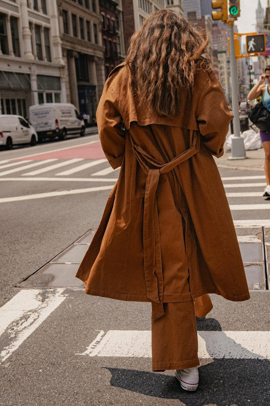 Keeper of My Heart Cotton Twill Trench Coat with Self Tie Waist — Soul Flow Apparel