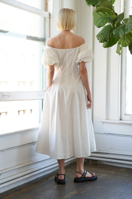Protecting My Peace Woven Midi Dress in 20white, view 2 — Soul Flow Apparel