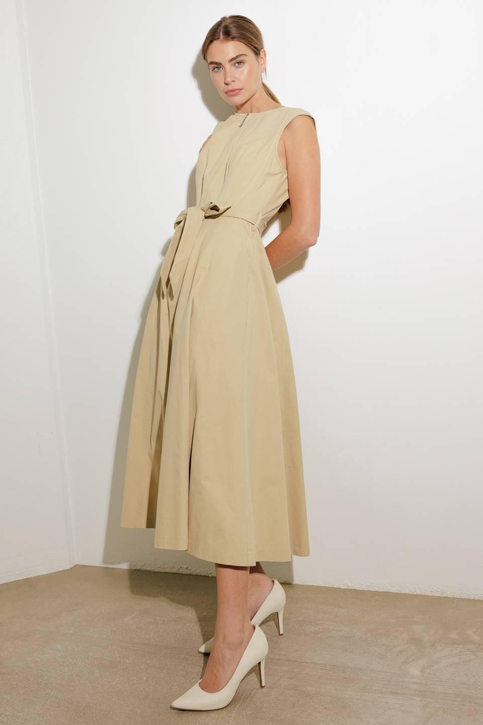 Delicate Dreams Woven Midi Dress in taupe, view 6 — Soul Flow Apparel