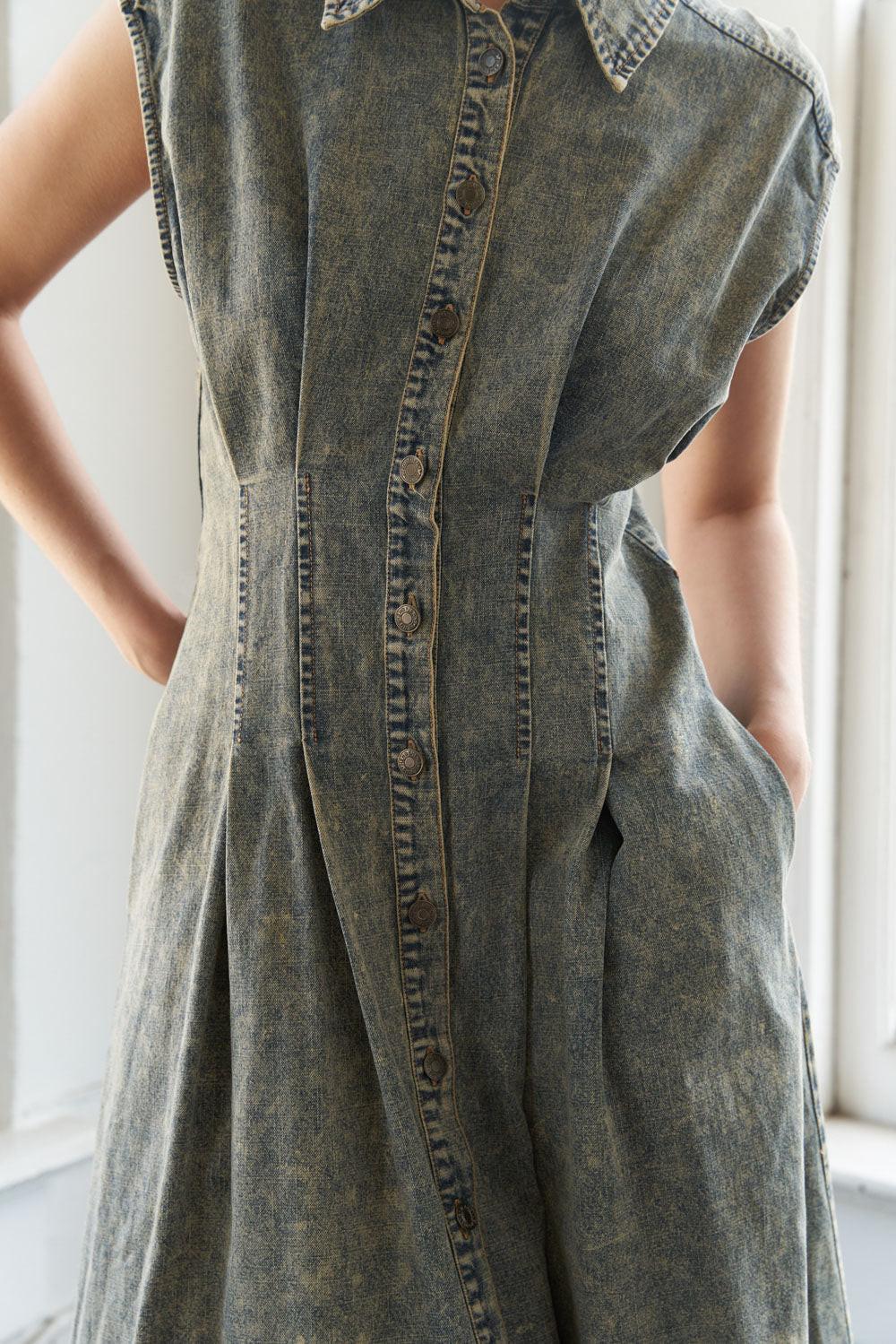 Sunshine Squeeze Denim Midi Dress, view 4 — Soul Flow Apparel