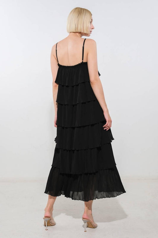 American Cowgirl Woven Midi Dress in black, view 2 — Soul Flow Apparel