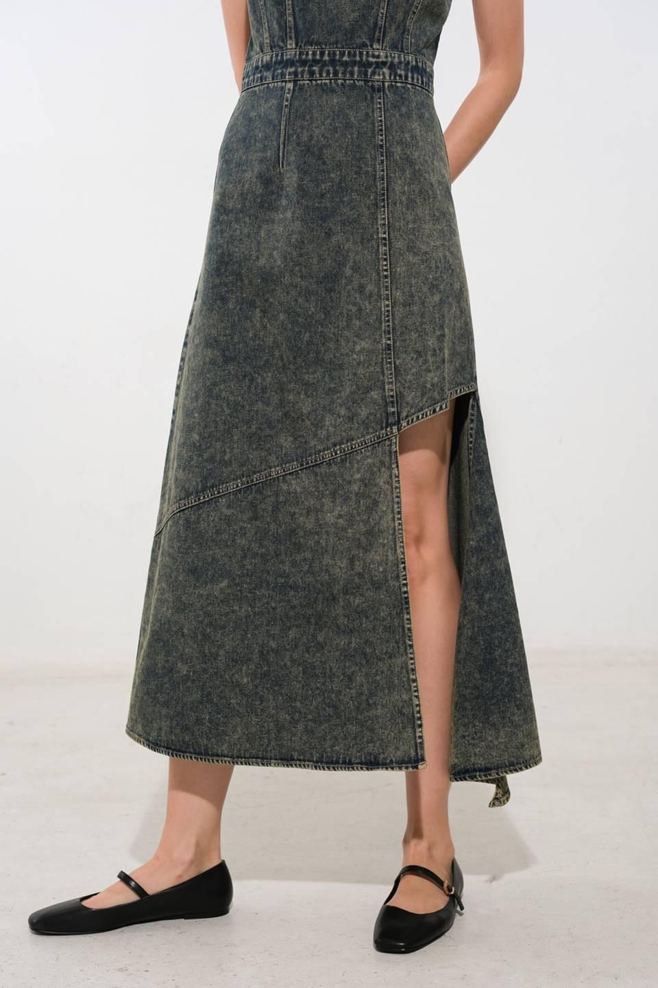 Exotic Breeze Denim Midi Dress in acid, view 5 — Soul Flow Apparel
