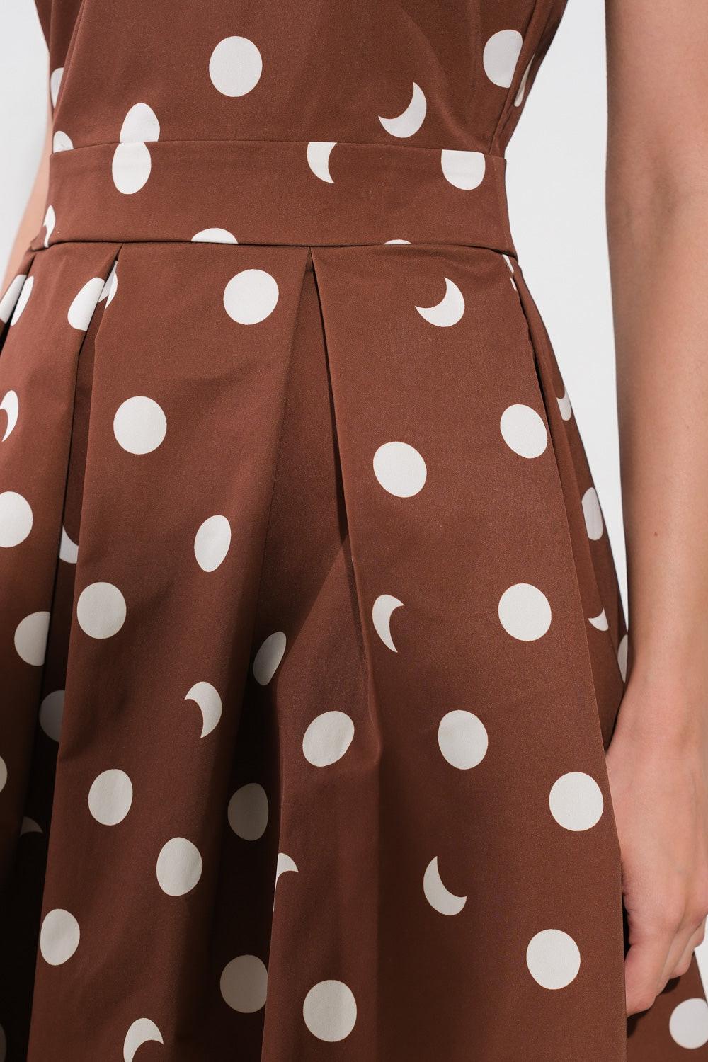Harmony Horizon Woven Midi Dress in brown, view 4 — Soul Flow Apparel
