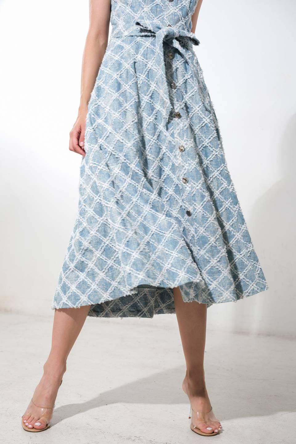 Made to Belive Denim Midi Dress in light, view 6 — Soul Flow Apparel