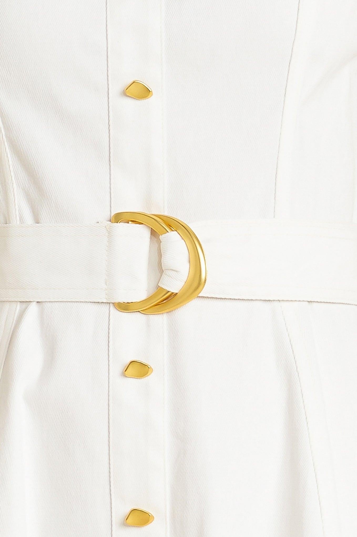 Bella Portofino Woven Midi Dress in white, fabric swatch — Soul Flow Apparel