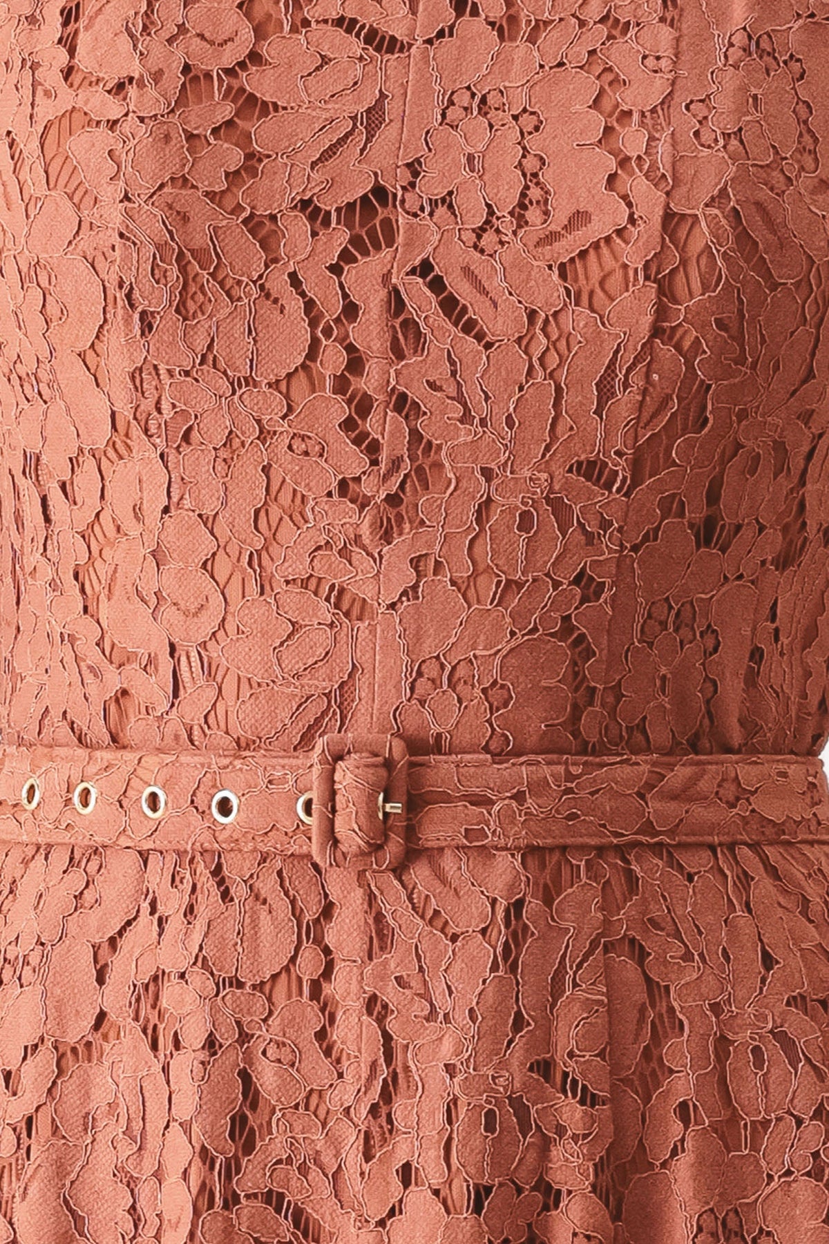 True Romance Woven Lace Midi Dress in rust, fabric swatch — Soul Flow Apparel