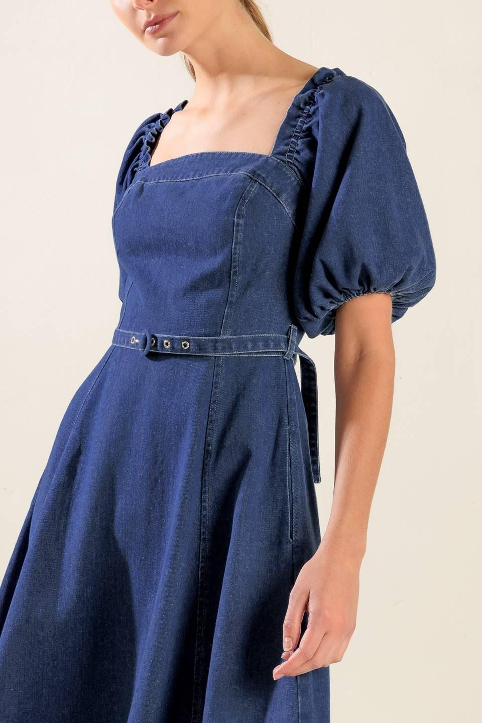 All Spruced Up Denim Midi Dress in medium, view 2 — Soul Flow Apparel