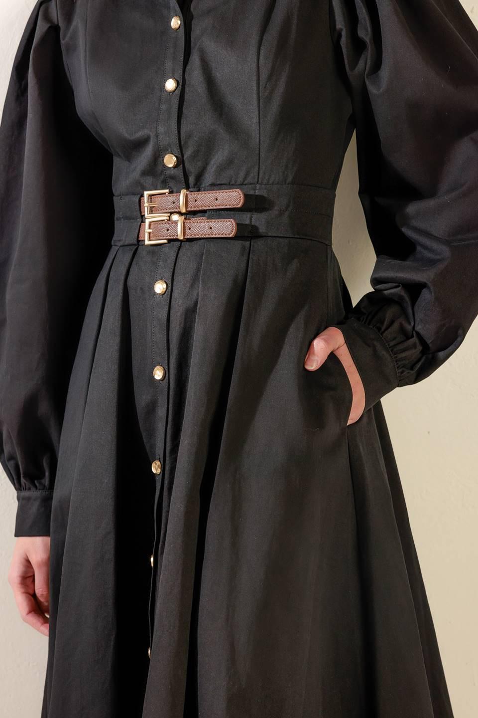Midnight Masquerade Woven Midi Dress in black, view 8 — Soul Flow Apparel