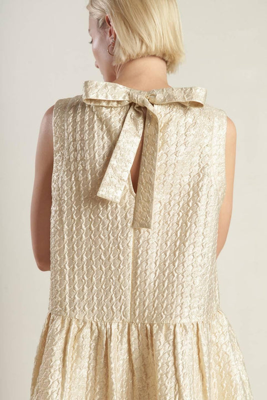 Horizon Hideaway Woven Mini Dress in champagne, view 6 — Soul Flow Apparel