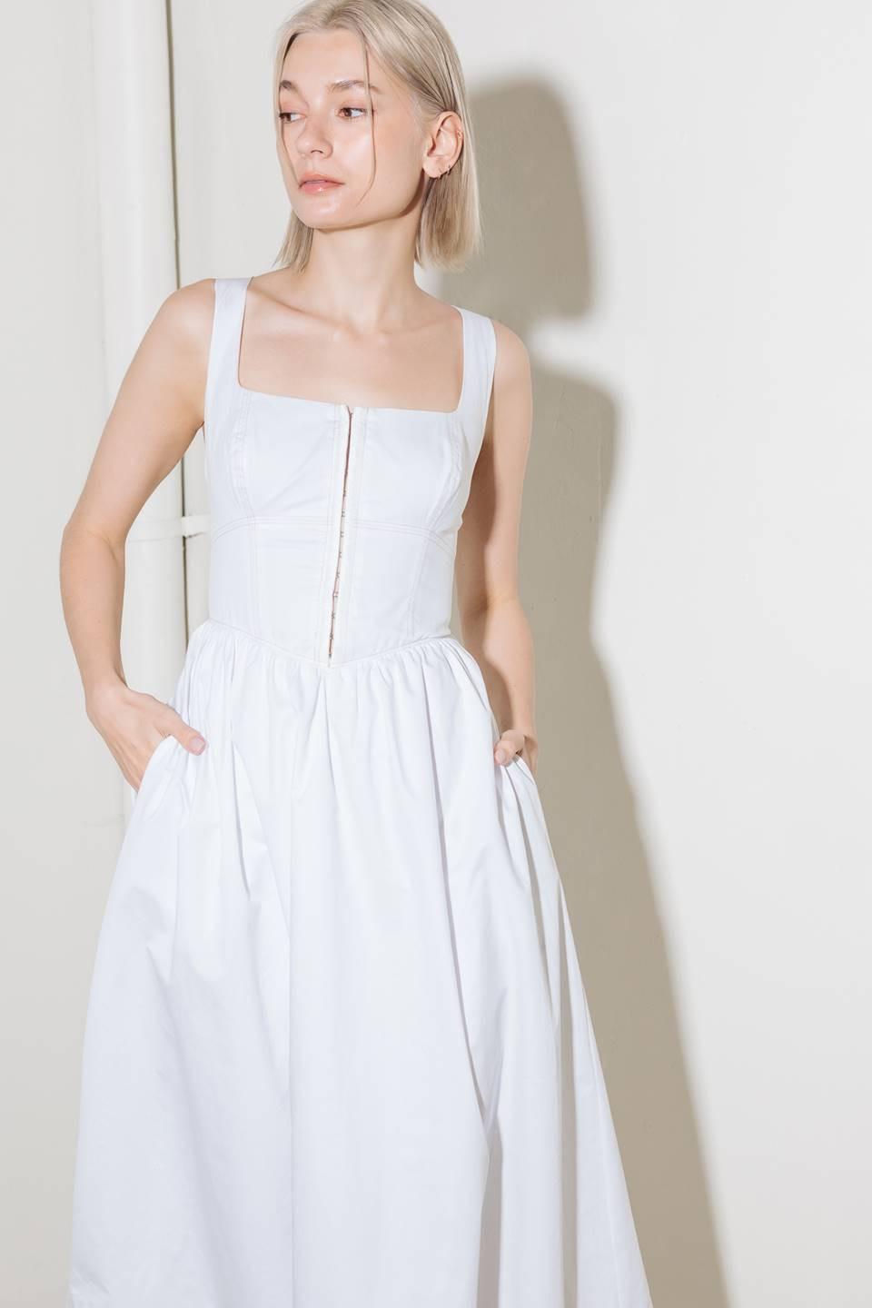 Catch the Sun in White Woven Midi Dress, view 6 — Soul Flow Apparel