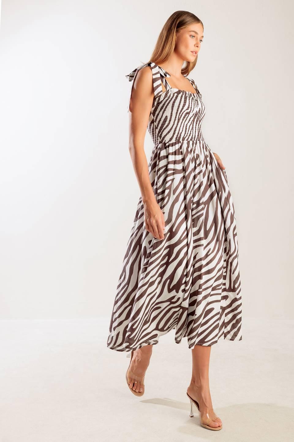 Dancing with the Woven Midi Dress in white brown, view 6 — Soul Flow Apparel