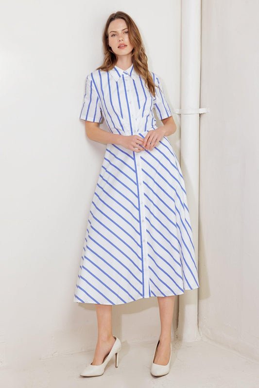 You Had Me At Woven Midi Dress in white sky, view 1 — Soul Flow Apparel