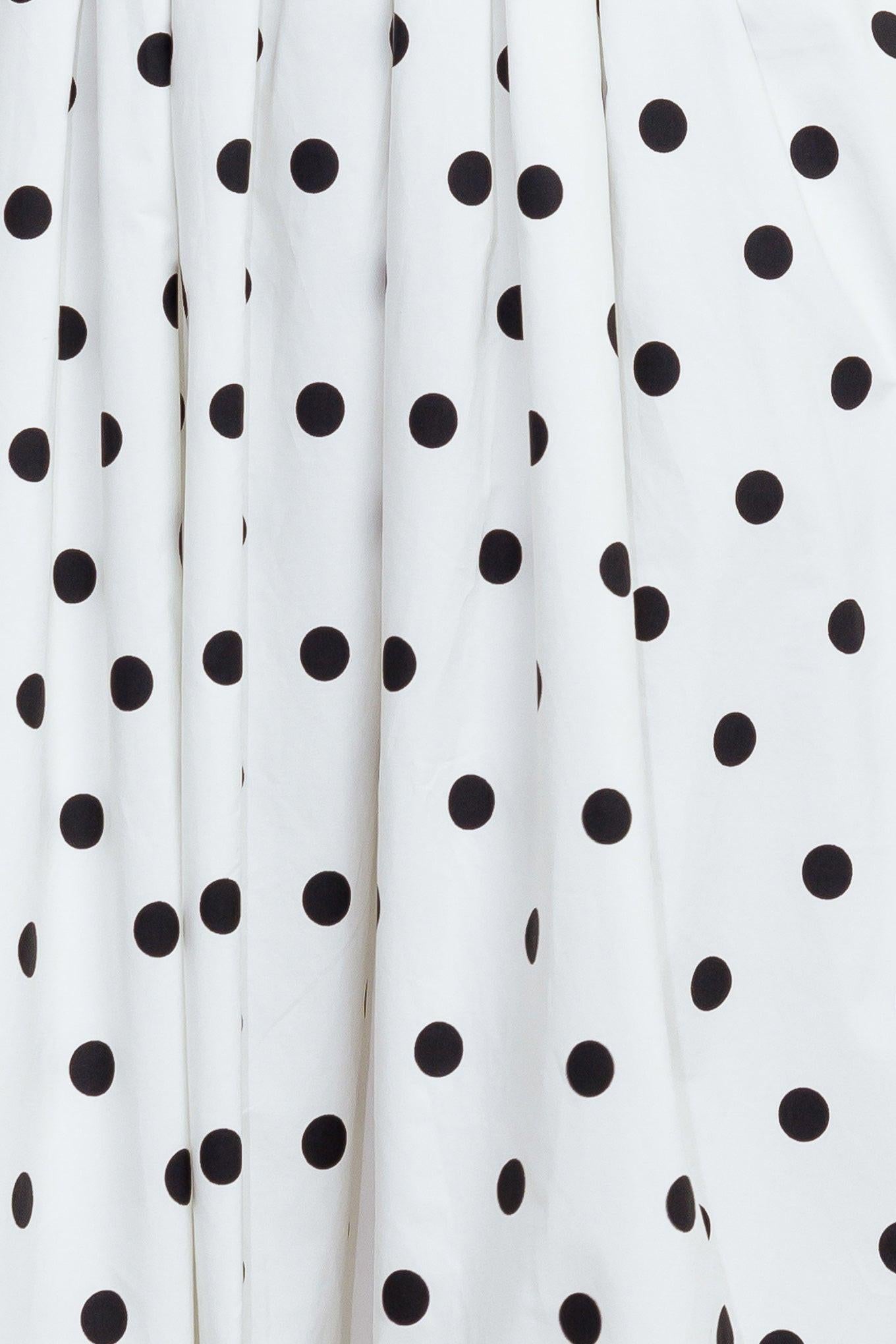 Monroe Dot White Woven Midi Dress, fabric swatch — Soul Flow Apparel