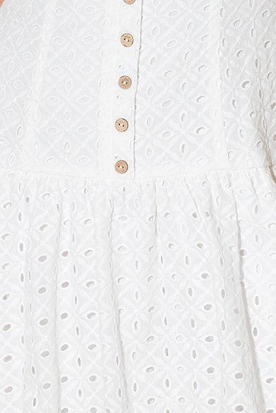 At First Glance Woven Mini Dress in white, fabric swatch — Soul Flow Apparel