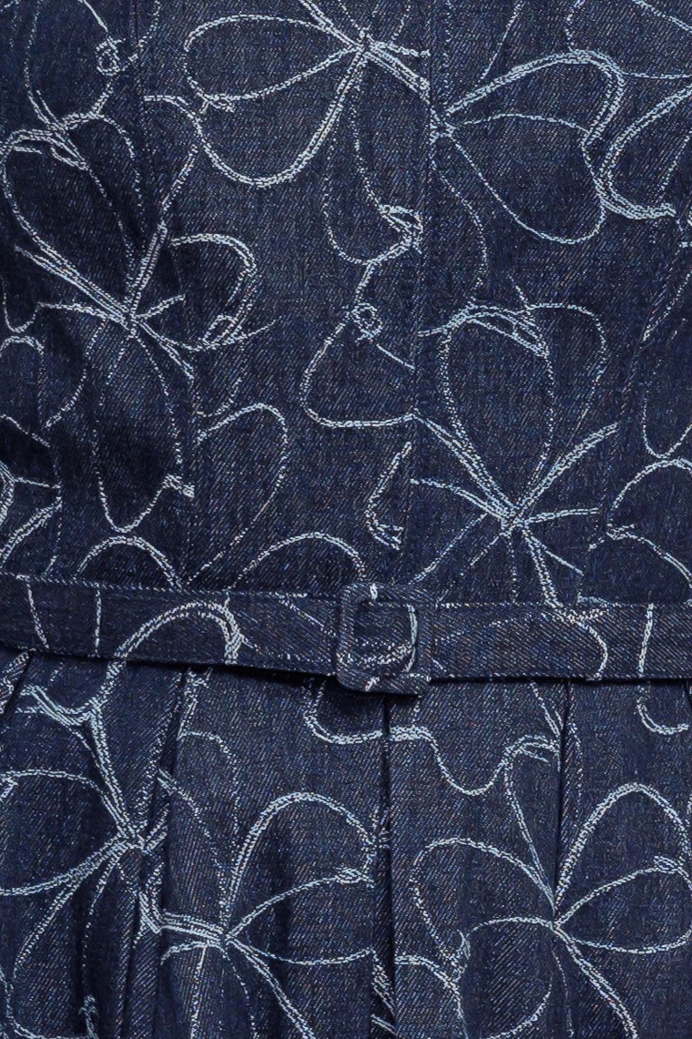 Moondust Garden Denim Midi Dress, fabric swatch — Soul Flow Apparel