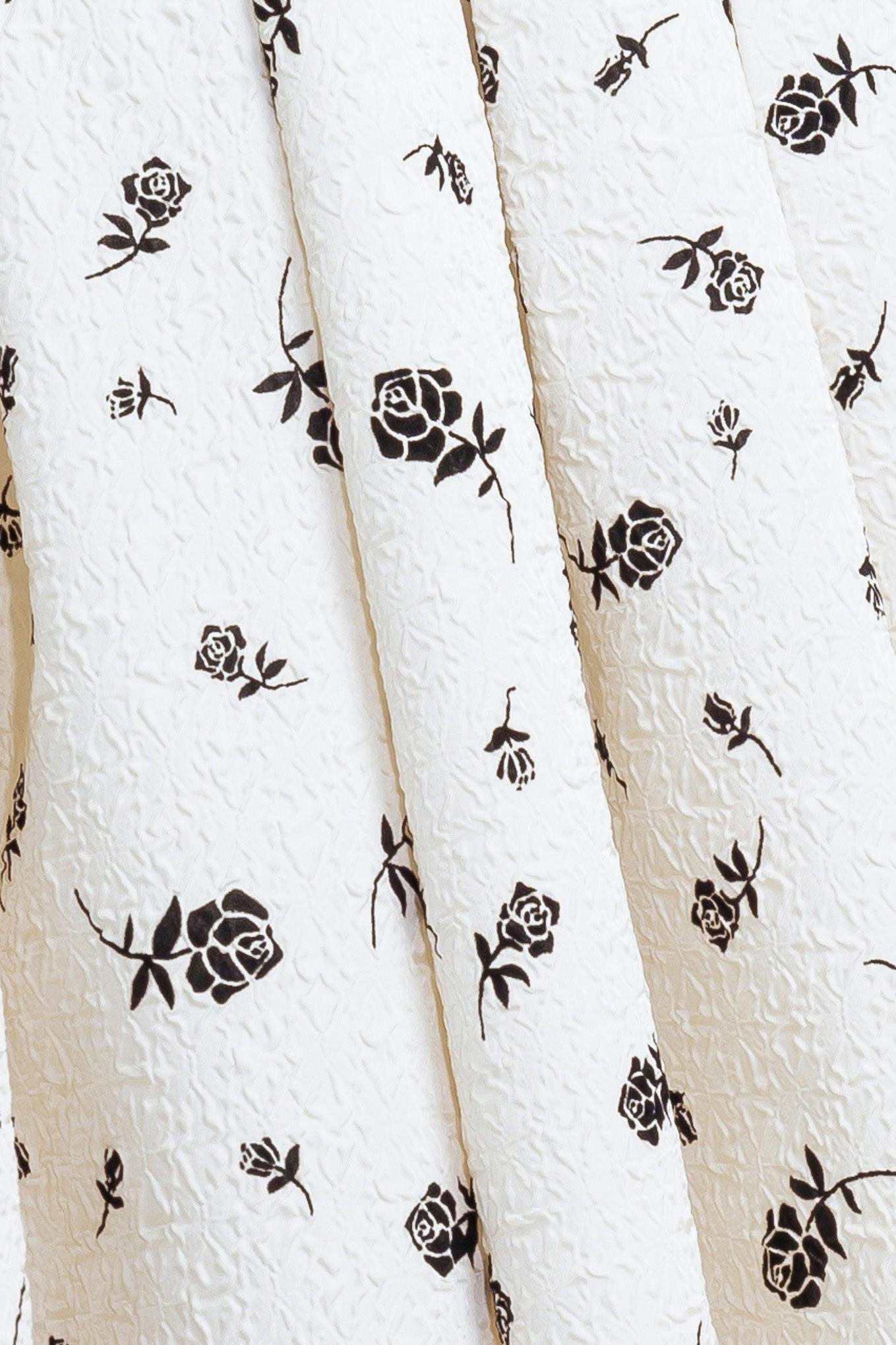 Lovely Cultivated Woven Midi Dress in cream black, fabric swatch — Soul Flow Apparel