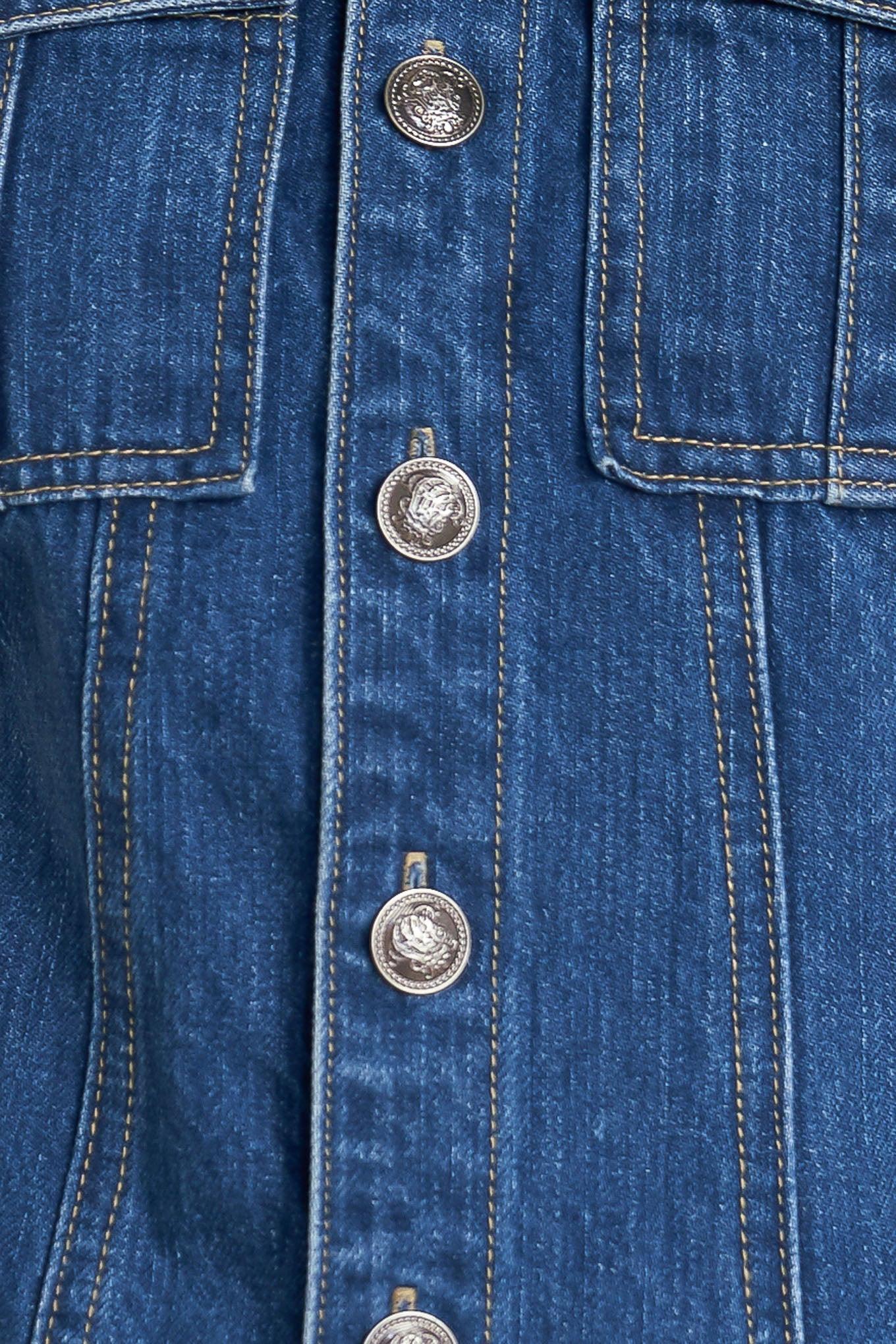 Blue Crush Denim Mini Dress in indigo, fabric swatch — Soul Flow Apparel
