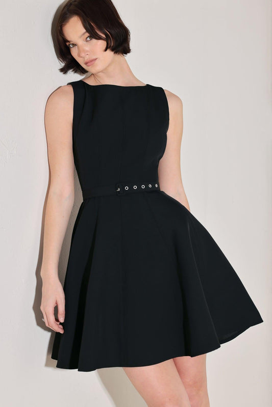 All Eyes on You Woven Mini Dress in black, view 5 — Soul Flow Apparel