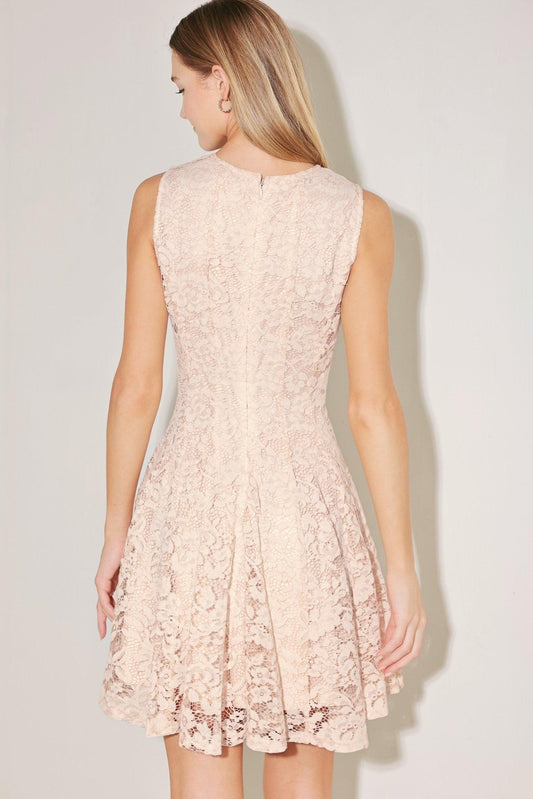 Love Story Woven Lace Mini Dress in soft pink, view 7 — Soul Flow Apparel