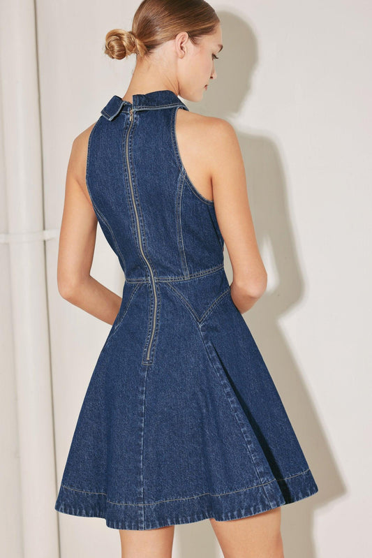 Cool Girl Comeback Denim Mini Dress in indigo, view 6 — Soul Flow Apparel
