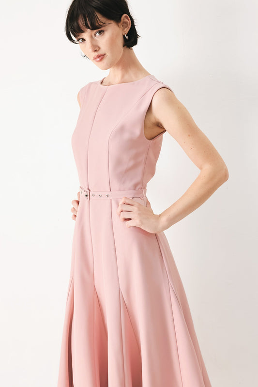 Calm Afterglow Blush Woven Midi Dress, view 2 — Soul Flow Apparel