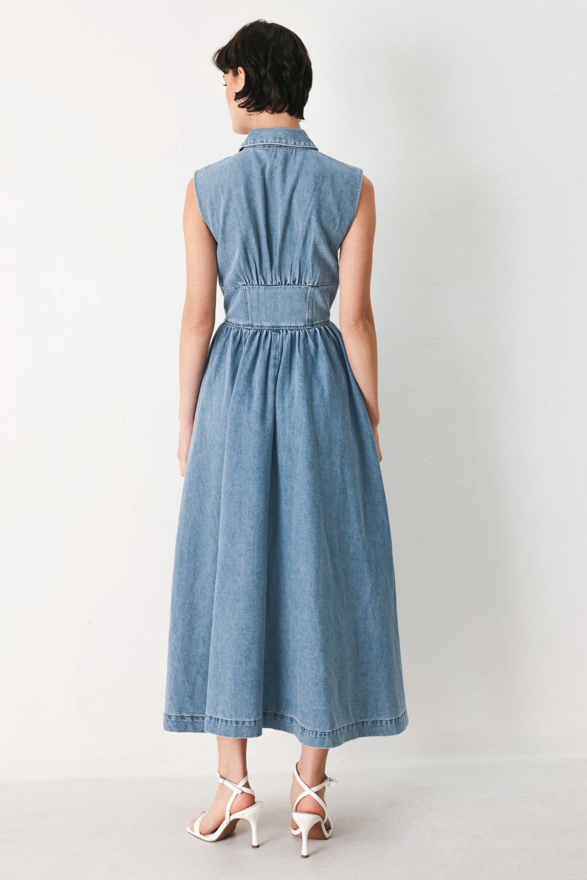 Sunday Stroll Denim Midi Dress, view 6 — Soul Flow Apparel