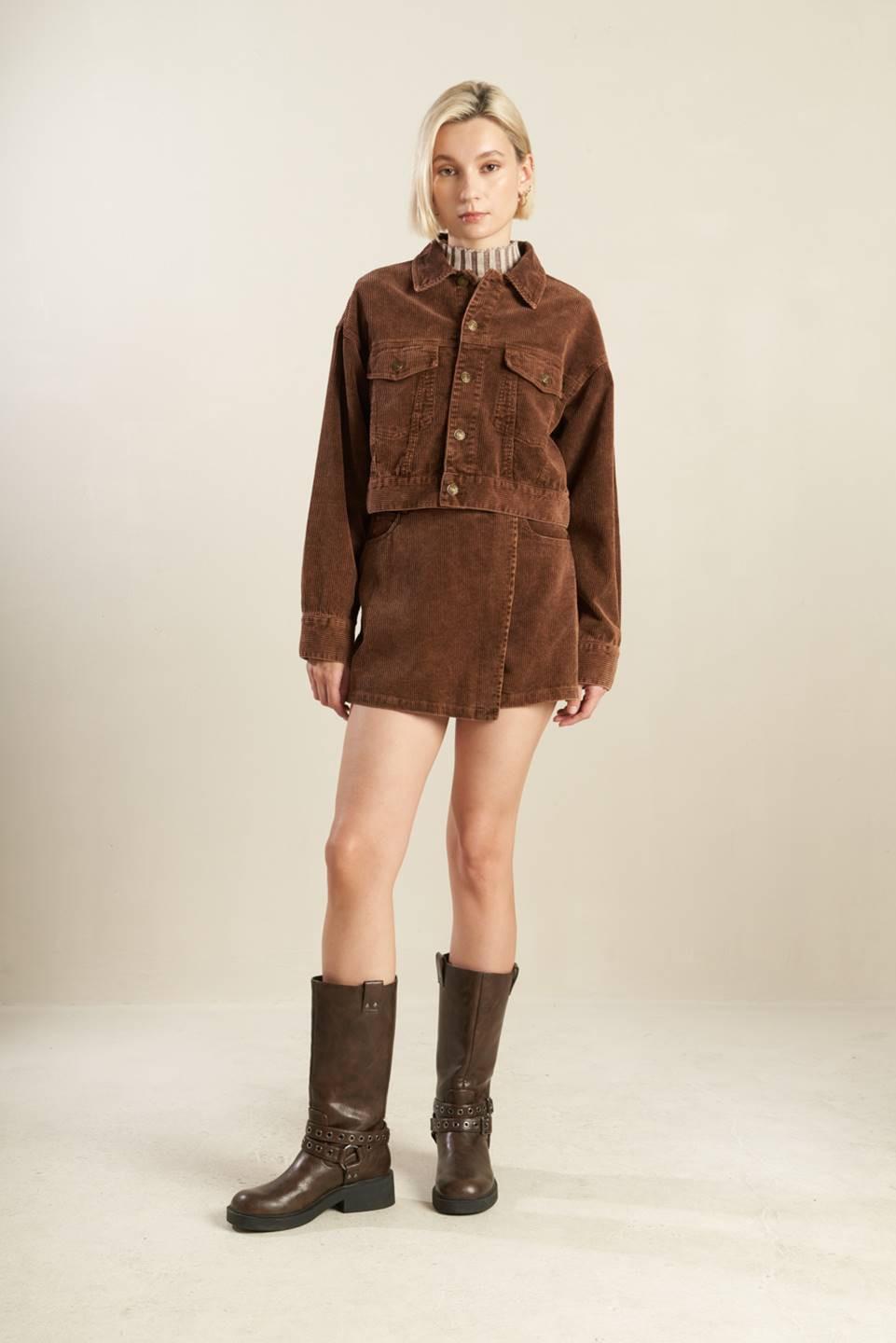 Escaping Reality Corduroy Jacket in brown, view 5 — Soul Flow Apparel